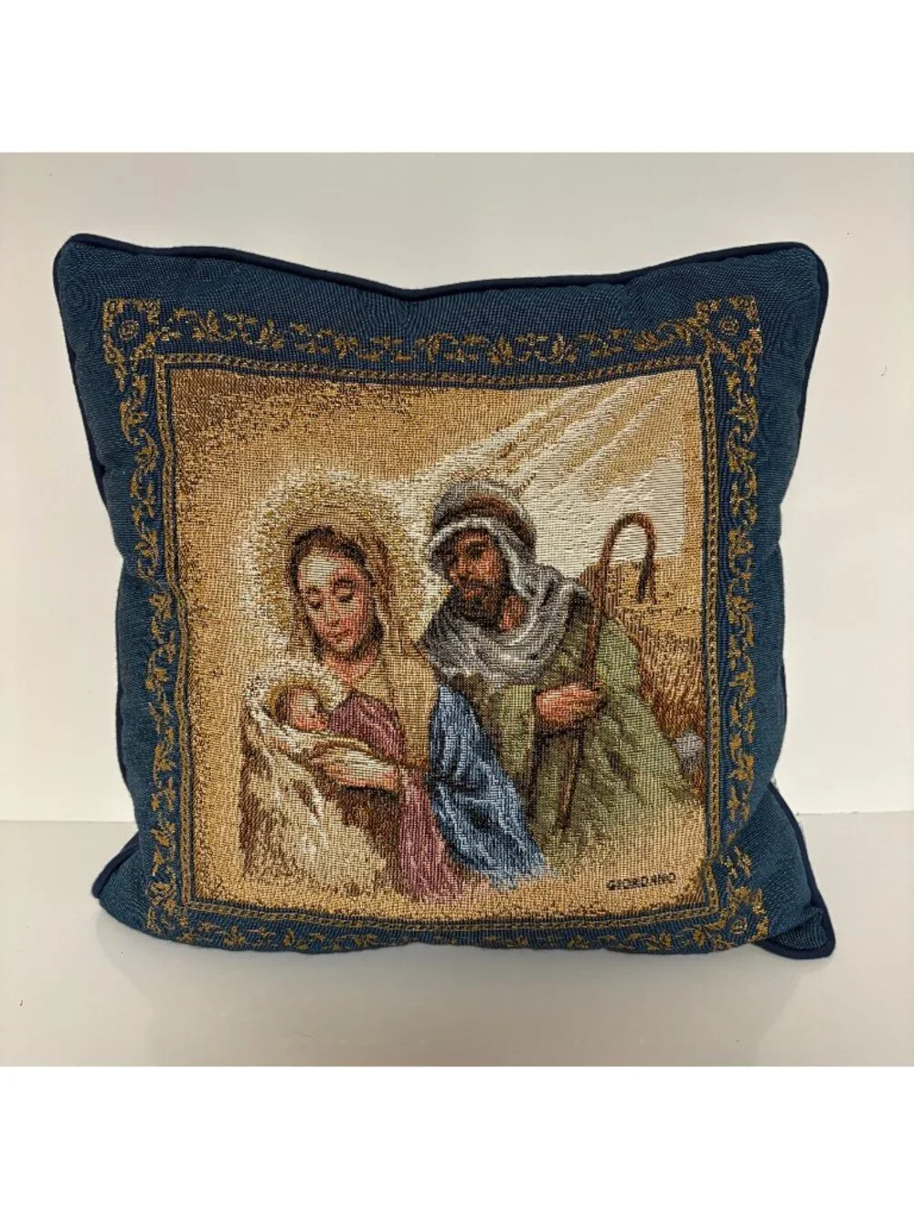 Holy Family Tapestry Pillow Christmas Nativity Mary Joseph Jesus 16